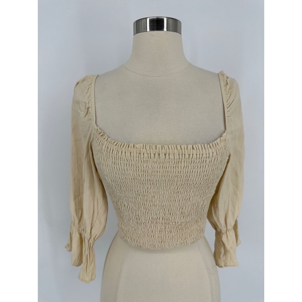 Dress Forum Ribbed Square Neck 3/4 Sleeves Top